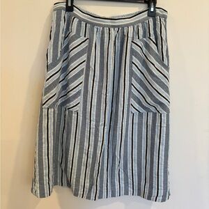 Anthropologie Blue and White Striped A-Line Skirt